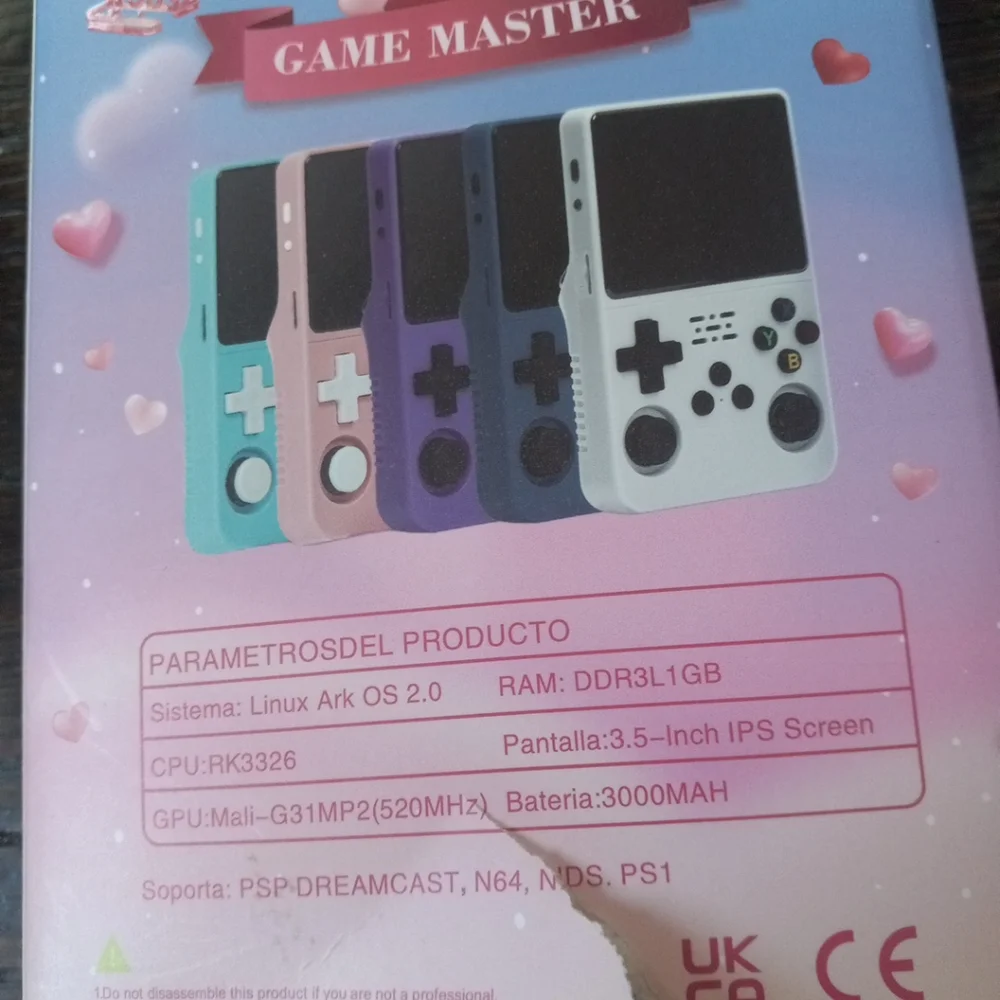 WUDS GAME MASTERS R36S EMULATOR LINUX ARC OS 2.0 Pink Box Console Purple Used